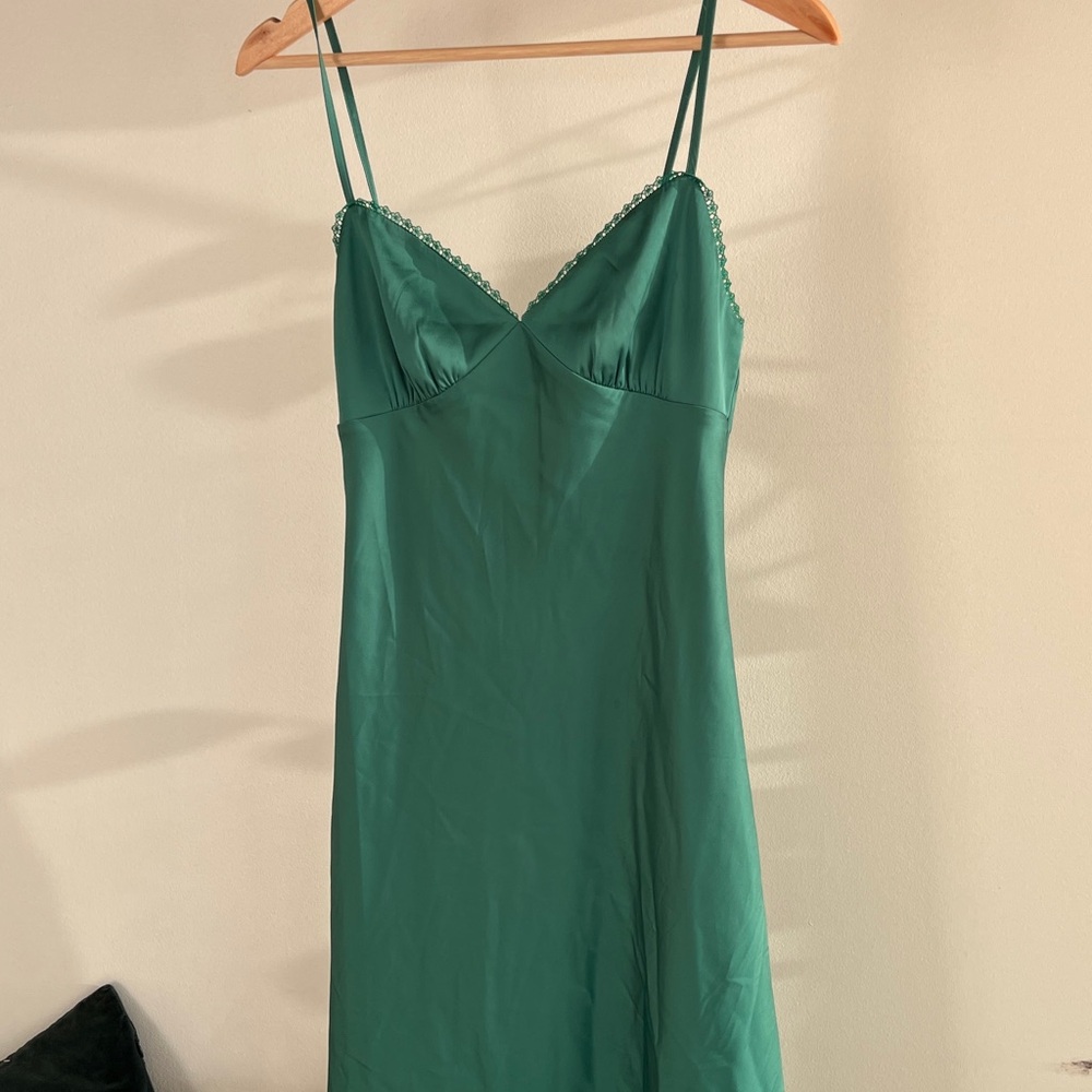 Aritzia Satin Green Slip Dress